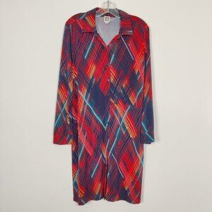Anne Klein Women's Tunic Size XL Multicolor Button Down Modest Shirt Dress Style